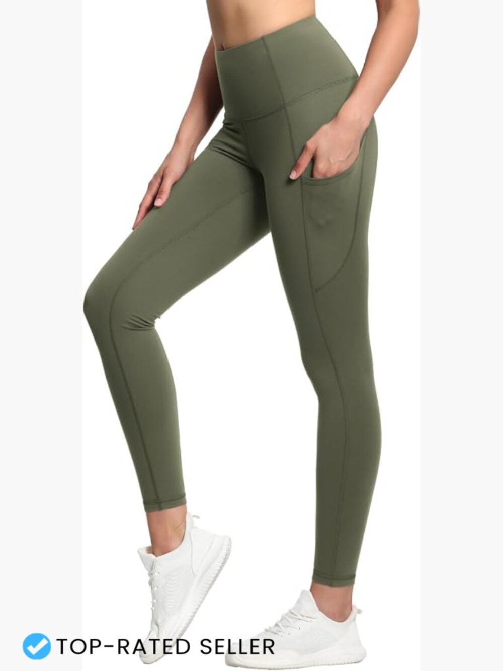 High Waist Yoga Pants Workout Leggings Tummy Control Side Pockets Athletic